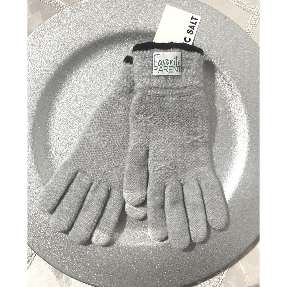 Attic Salt -Favorite Parent Gray Unisex Gloves -Touchscreen Knit Winter Gift NWT